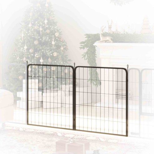 PawHut Dog Pen, 2 Panel Puppy Pen, Portable, Detachable, For Medium Dogs, 60cm Tall, Black