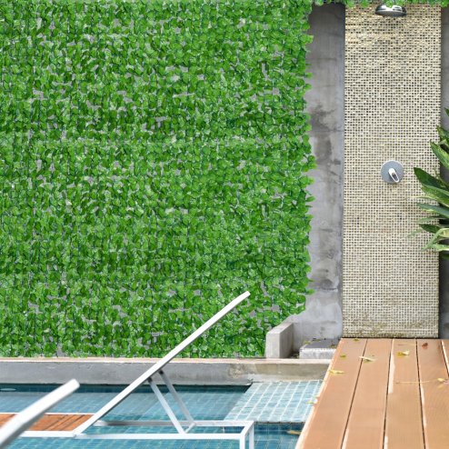 Outsunny 3 X 1m Artificial Plant Wall Panels, Artificial Wall Foliage with Ivy Leaves, Privacy Screen Greenery Grass Wall For Garden Balcony
