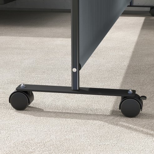 Outsunny Decorative Garden Partition Screen with Lockable Wheels, 6FT Portable Privacy Screen, Single Freestanding Metal Room Divider Panel for Garden Hot Tub Deck Pool, Dark Grey