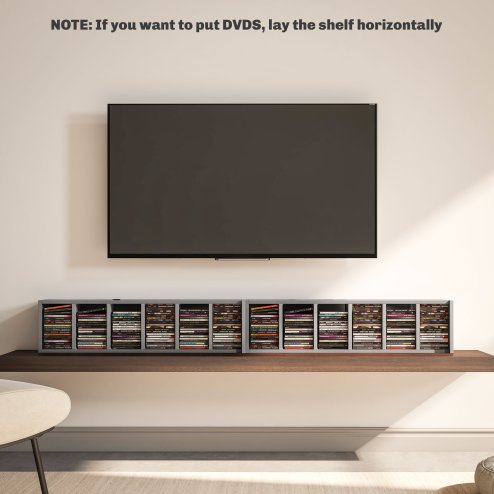 HOMCOM 204 CD Media Display Shelf Unit Set of 2 Blu-Ray Tower Rack w/ Adjustable Shelves Bookcase Storage Organiser, High Gloss Grey