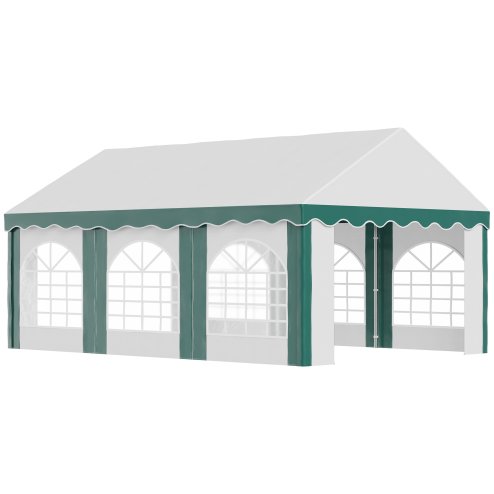 Outsunny 6 x 4m Garden Gazebo with Sides, Galvanised Marquee Party Tent with Six Windows and Double Doors, for Parties, Wedding and Events Image