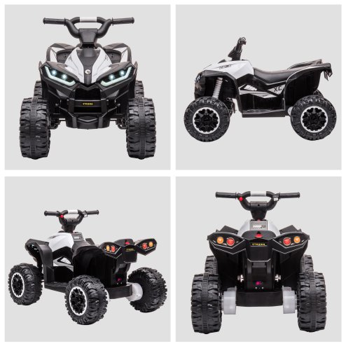 HOMCOM 12V Electric Quad Bike for Kids Ride On Car All Terrain Vehicle Toy, with Forward Reverse Functions, LED Headlights, Music, for Ages 3-5 Years - White