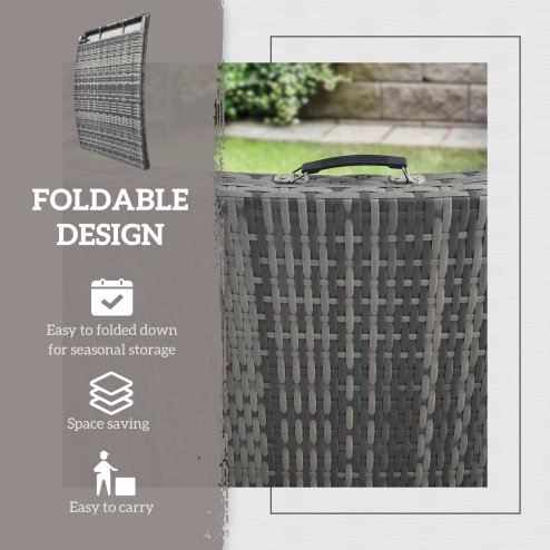 Outsunny Folding Rattan Sun Lounger, Wicker Garden Lounger with Cushion and Pillow, Outdoor Sunbed with Steel Frame for Patio, Beach, Terrace, Mixed Grey