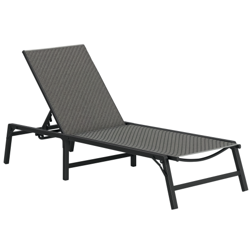 Outsunny Foldable Outdoor PE Rattan Sun Lounger, Patio Wicker Recliners Lounge Chair w/ 5-Level Adjustable Backrest, for Poolside, Garden, Grey