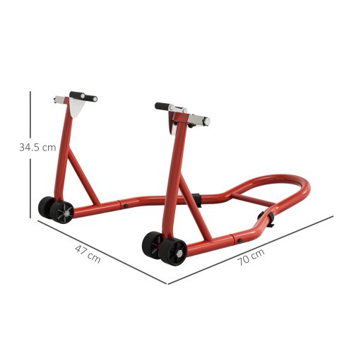HOMCOM Front Motorcycle Paddock Stand Motorbike Stand with Anti-Slip Mat, U-Shaped and L-Shaped Adapters, 200 kg Capacity, for 18