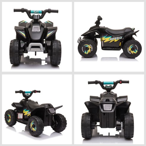 HOMCOM 6V Kids Electric Ride on Car All Terrain Vehicle Toy Quad Bike w/ Forward Reverse Functions Toddlers for 18-36 Months Old Black
