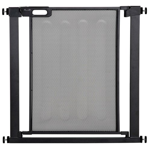 PawHut Pressure Fit Safety Gate for Doorways and Staircases, Dog Gate w/ Auto Closing Door, Pet Barrier for Hallways w/ Double Locking, Openings 75-82 cm - Black