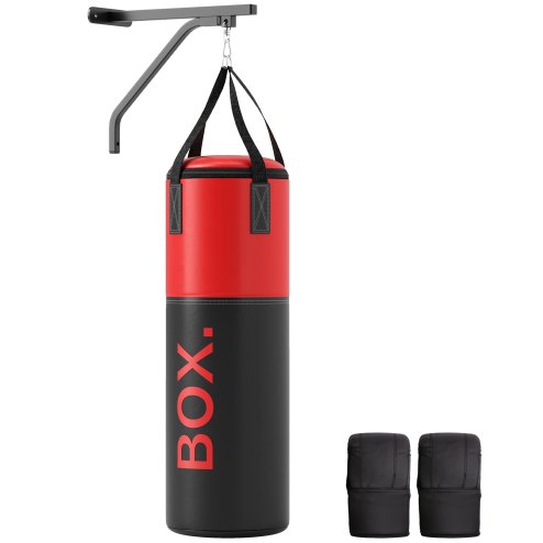 SPORTNOW 3ft Unfilled Punching Bag Set with Boxing Bag Bracket, Heavy Bag with Boxing Gloves, Hand Wraps, 360° Swivel Hook