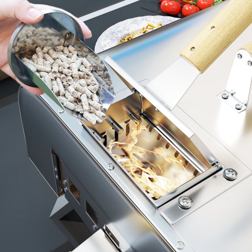 Outsunny Outdoor Pizza Oven, Portable Wood Pellet Pizza Oven with Pizza Stone and Peel, Foldable Legs, Chimney, 12 Inch Wood Fired Pizza Maker for Outdoor Cooking, Stainless Steel