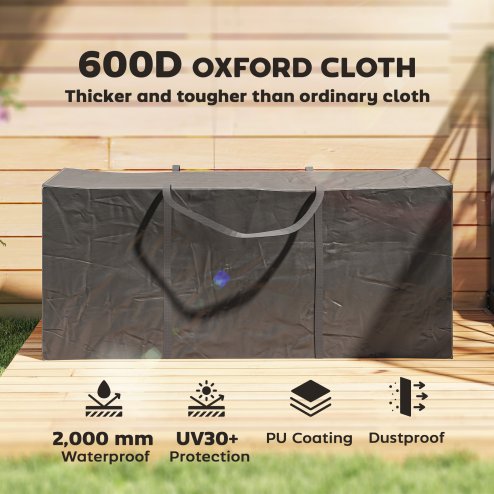 Outsunny 720 L Outdoor Garden Cushion Storage Bag, Heavy Duty 600D Oxford Fabric Waterproof Garden Furniture Cushion Storage Bag with 2-Way Zip for Tent, Christmas Tree, 175 x 55 x 75 cm, Black