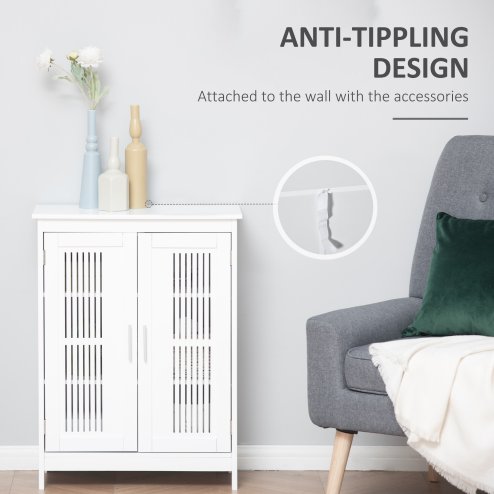 kleankin Narrow Bathroom Cabinet, Slim Bathroom Storage Unit with Adjustable Shelves, Freestanding Storage Cupboard 60 x 30 x 80 cm