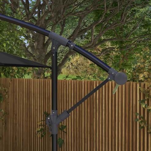 Outsunny 3x2m Cantilever Parasol with Cross Base, Banana Parasol with Crank Handle and 6 Ribs, Rectangular Hanging Patio Umbrella for Outdoor Pool, Garden, Balcony, Black