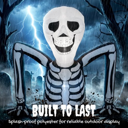 Outsunny 140 cm Inflatable Ground Crawling Skeleton, Scary Halloween Decoration, Blow Up Decoration with Built-in LED Lights for Garden Indoor Outdoor Decor