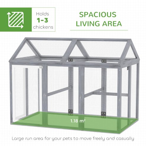 PawHut Large Chicken Run, Wooden Chicken Coop, Pet Playpen w/ Combinable Design - Grey