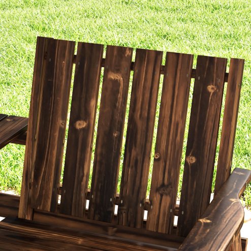 Outsunny 2-Seater Wooden Garden Bench, Antique Loveseat Chair with Table & Parasol Hole, Outdoor Bench for Porch, Patio, Carbonised Finish