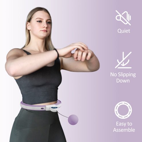 SPORTNOW Smart Weighted Hula Hoop for Adults, Hula Ring with 16 Detachable Knots, 360 Auto-Rotating Ball and Digital Counter, Massage Hula Circle For Weight Loss, Purple