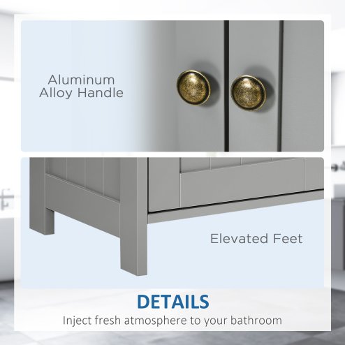 kleankin Pedestal Under Sink Cabinet with Double Doors, Modern Bathroom Vanity Storage Unit with Shelves