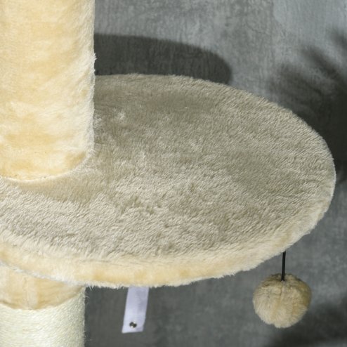 PawHut 255cm Cat Tree for Indoor Cats, Tall Cat Tower with Scratching Posts, Ramps, Hammock, Condo with Two Doors, Toy Balls, Platform, Beige