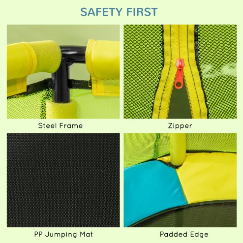 ZONEKIZ Kids Trampoline for Toddlers with Enclosure Safety Net, 4.6FT Hexageon Outdoor Indoor Jumper for Children 1-6 Years Old, Yellow