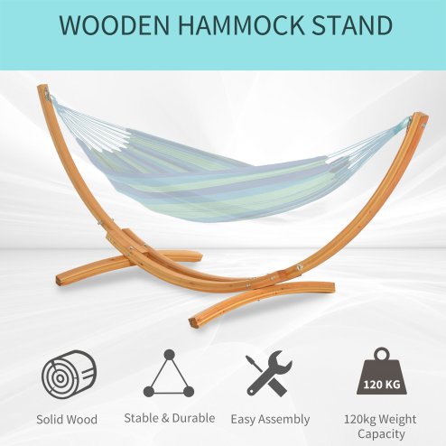 Outsunny 3(m) Wooden Hammock Stand, 1 Person Hammock Frame with Chain and Safety Buckles, Pine Wood Arc Stand for Garden, Patio, Outdoor and Indoor, Natural
