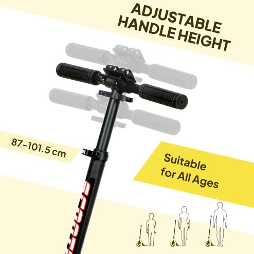 HOMCOM Foldable Kick Scooter with Double Shock Absorption and Big Wheels, Height Adjustable Aluminium Frame Big Wheel Scooter for 14+ Teens Adult - Yellow