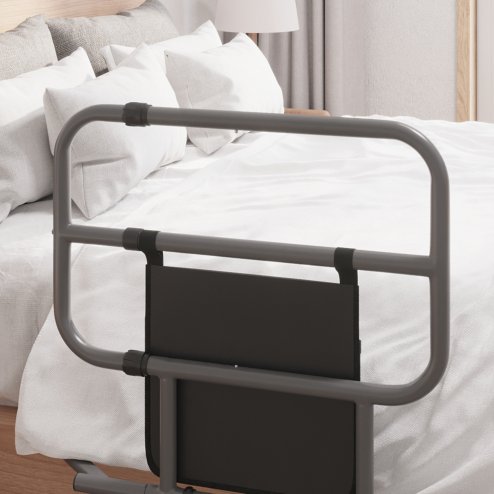 HOMCOM Large Safety Bed Rail for Elderly Adults, Heavy Duty Folding Bed Assist Rail with Storage Pocket for Disabled, Pregnant, Black