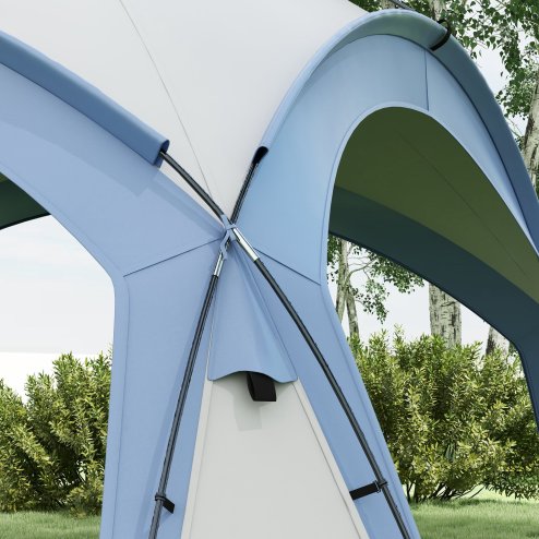 Outsunny 3.5 x 3.5M 6-8 Person Camping Gazebo, Outdoor Event Shelter Dome Tent Garden Sun Shelter Patio Spire Arc Pavilion Camp Sun Shade, Light Blue
