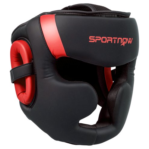SPORTNOW Boxing Headguard, Boxing Headgear Helmet with Adjustable Strap for Full Face Protection for Kickboxing, Sparring, Martial Arts, Karate, Taekwondo, Red/Black