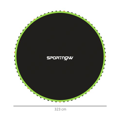 SPORTNOW Trampoline Replacement Mat with Eight Rows of Stitching, Spring Pull Tool, 72 V-Hooks, for 12ft Trampoline, Using 14cm Springs, Trampoline Jumping Mat, Green