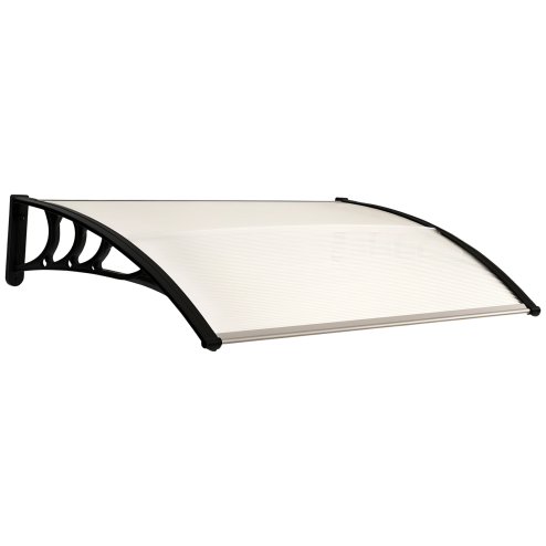 Outsunny Front Door Canopy Outdoor Awning Aluminium Rigid Plastic Polycarbonate Rain Shelter UV Water Rain Resistant 120 x 75cm White