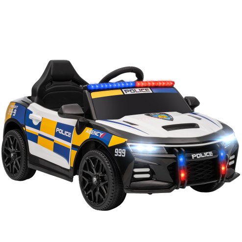 AIYAPLAY Kids Electric Ride on Police Car, 12V Battery Powered Cop Car with Remote Control, Music, Horn, Siren, Flashing Lights, Children Electric Vehicle for 3-5 Years, Multicoloured Image