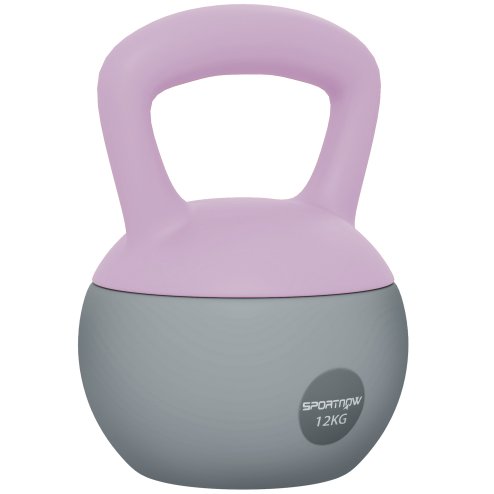 SPORTNOW Soft Kettlebell, 12kg Kettle Bell with Non-Slip Handle for Home Gym Weight Lifting and Strength Training, Purple and Grey