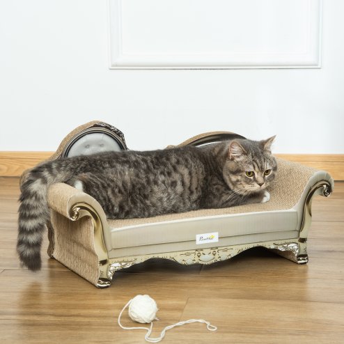 PawHut Cat Scratching Board, Cat Scratching Pad for Indoor Cats, Cat Scratcher with Catnip, 60 x 29.5 x 29cm - Brown