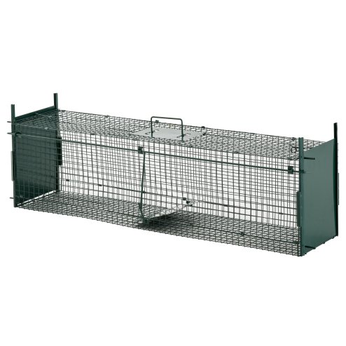 PawHut Two-Door Live Trap for Small Animals, Outdoor and Indoor Animal Trap for Rat, Mice, 100 x 25 x 28cm - Dark Green