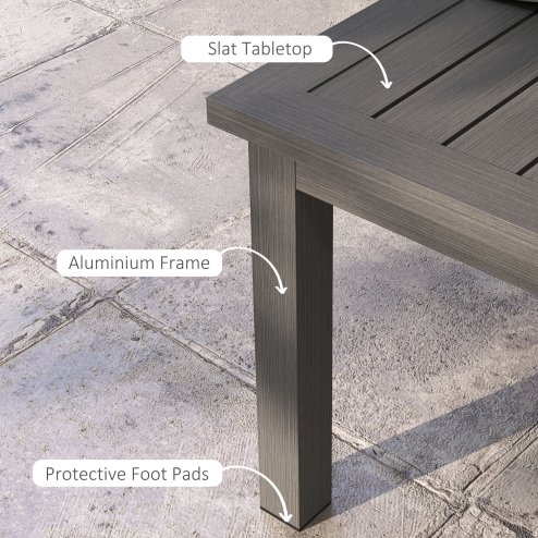 Outsunny Aluminium Outdoor Coffee Table, Rectangular Patio Side Table with Slat Tabletop for Indoor, Garden, Balcony, 100cm x 60 cm, Brown