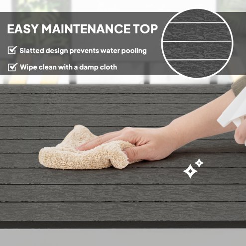 Outsunny Garden Dining Table for 4-6, 120 x 70 cm Outdoor Patio Table with Rust-Resistant Aluminium Frame, Easy Maintenance Slatted Top for Patio, Terrace, Balcony, Black