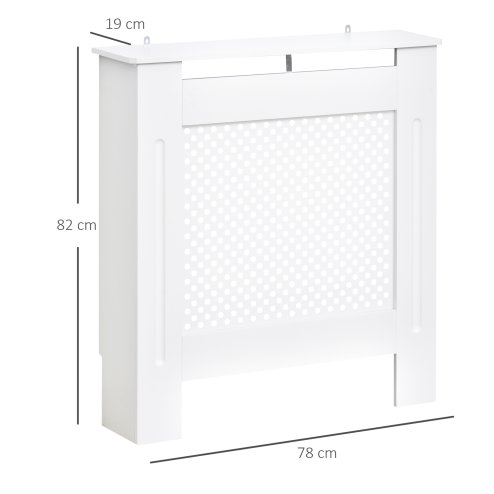 HOMCOM Wooden Radiator Cover Heating Cabinet Modern Home Furniture Grill Style  White Painted (Small)