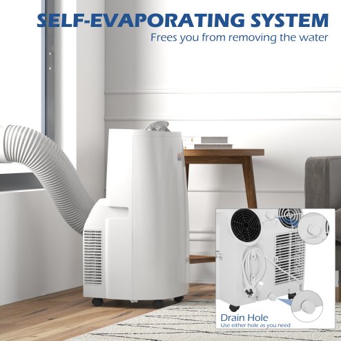HOMCOM 14000 BTU Portable Air Conditioner, 3 in 1 Dehumidifier Cooling Fan, with Sleep Mode, Remote, LED Display, 24H Timer, Wheels, 40m², Window Venting Kit, A Energy Efficiency, White