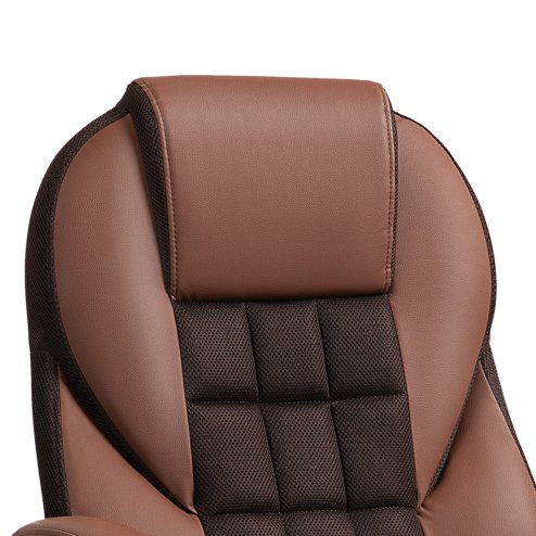 HOMCOM Executive Office Chair, PU Leather High Back Desk Chair, Swivel Computer Chair with Adjustable Height and Tilt Function, Brown