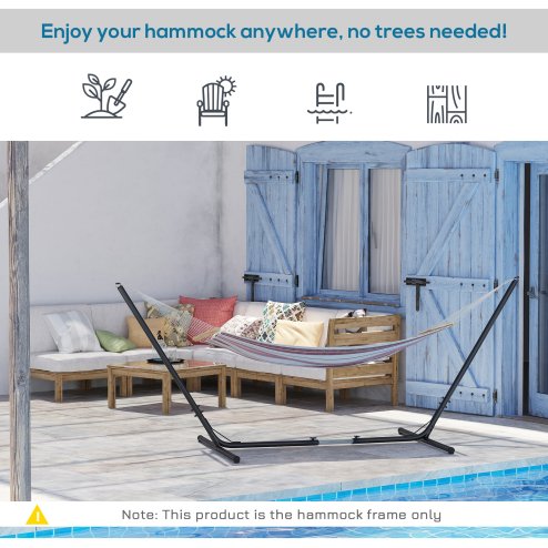 Outsunny 3.1-3.8m Adjustable Universal Hammock Stand Metal Frame Garden Camping Picnic Outdoor Patio Replacement - Stand Only