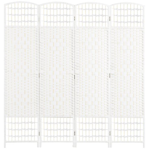 HOMCOM 4 Panel Folding Room Divider, Privacy Screen, Freestanding Paravent Partition Separator for Living Room, Bedroom and Office, 160 x 170cm, White