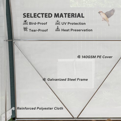 Outsunny 3 x 2(m) Walk-in Polytunnel Greenhouse with Upgraded Structure, Zipped Roll Up Mesh Door, 6 Mesh Windows, Tunnel Warm House Tent with PE Cover, 6 Plant Labels and Gloves, White