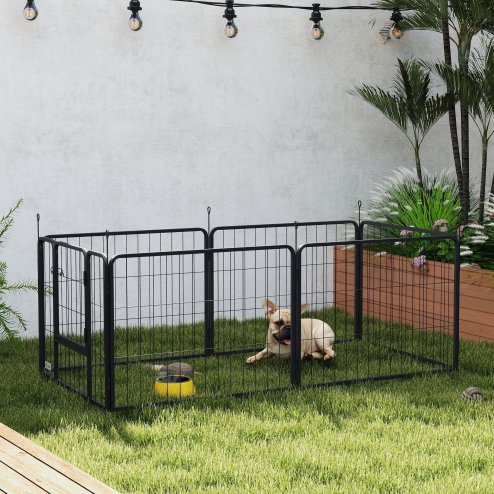 PawHut Dog Pen 6 Panels Puppy Pen Heavy Duty Pet Playpen for Indoor Outdoor for Dogs, Rabbits, Ducks 60cm High