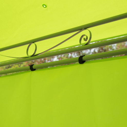 Outsunny 3 x 3(m) Garden Gazebo, Outdoor Gazebo Canopy Shelter with Curtains and Steel Frame for Lawn, Yard and Deck, Green
