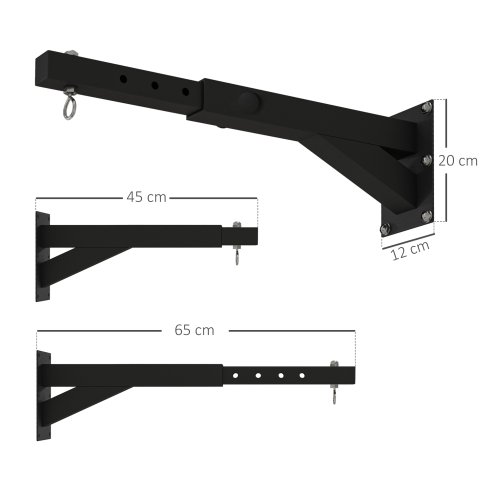 SPORTNOW Punch Bag Bracket, 5-Length Adjustable Boxing Bag Bracket, Heavy Duty Punch Bag Wall Bracket, for Home Gym, Kickboxing, Muay Thai, Punching Training