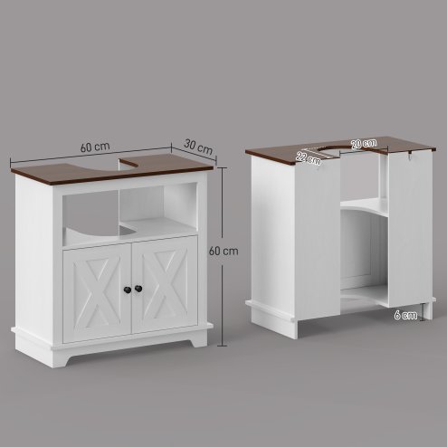 kleankin Bathroom Sink Cabinet, Under Sink Storage Cabinet with Double Doors and Shelves, White
