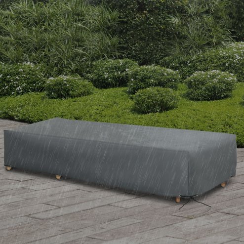 Outsunny 600D Oxford Outdoor Garden Furniture Sofa Set Cover, Waterproof Anti-UV Rattan Sun Lounger Protection Protector Cover, 200L x 73W x 35Hcm, Grey