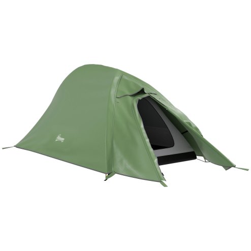 Outsunny 1-2 Man Camping Tent, Double Layer Dome Tent with 2000mm Waterproof Rainfly and Carry Bag, Lightweight for Fishing, Travel, Hiking, Sports, Festival, Green
