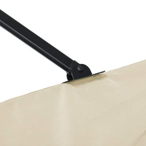 Outsunny 2.5 x 2.5m Patio Offset Parasol Umbrella Cantilever Hanging Aluminium Sun Shade Canopy Shelter 360 Rotation with Crank Handle and Cross Base, Cream White