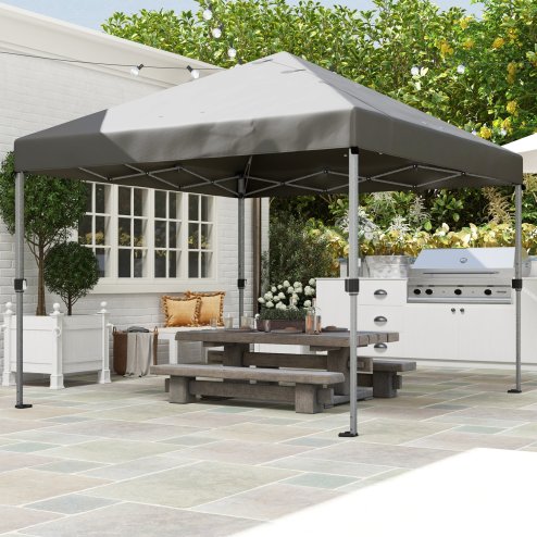 Outsunny 3 x 3(m) Pop Up Gazebo, 1 Person Easay Setup Marquee Party Tent with 1-Button Push, Adjustable Straight Legs, Wheeled Bag, Stakes, Ropes, Sandbags, Instant Shelter, Grey